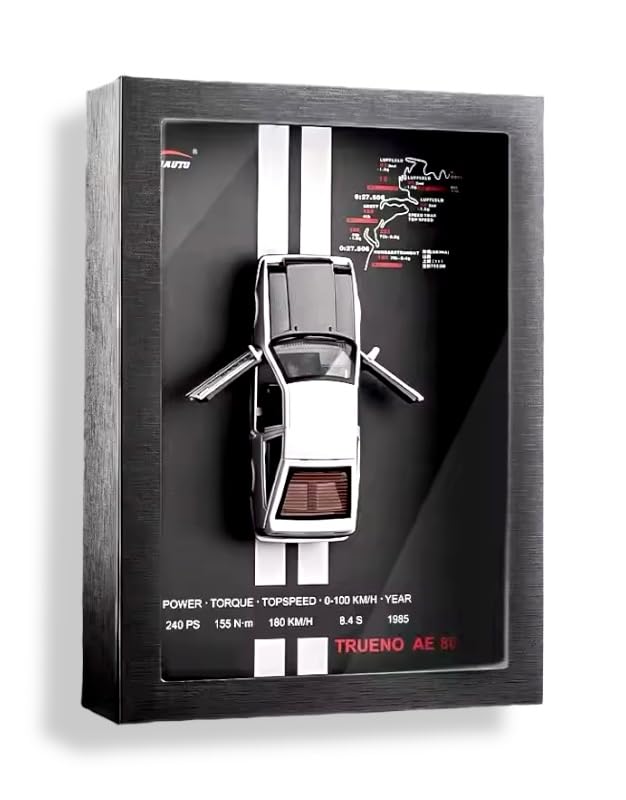 White 3D Diecast Model Car Frame Diecast Metal Car Interactive Wall Decor with Openable Doors, Pull Back Display Car