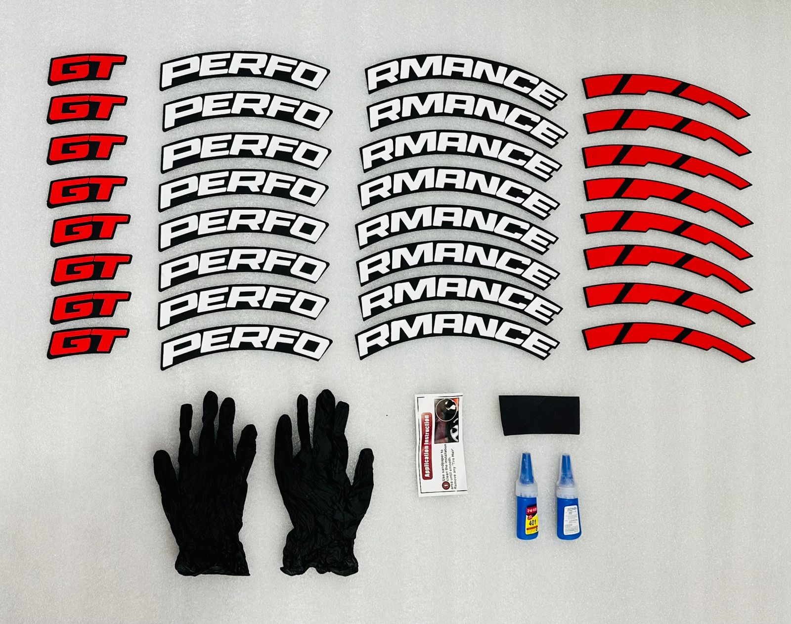 GT PERFORMANCE Tyre Sticker for 4 Tire Tyres Customized Permanent Rubber 4 Tire Tyress Stickerr Attractive Sticker Auto Accessories (2 Glue +2 Gloves Included)