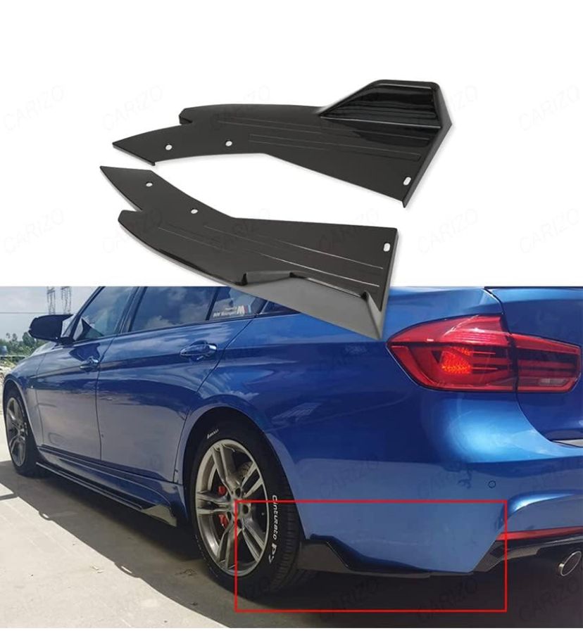 2pc Universal Rear Bumper Diffuser Splitter Canard Protector Spoiler Fin Lip Front Bumper Body Kit