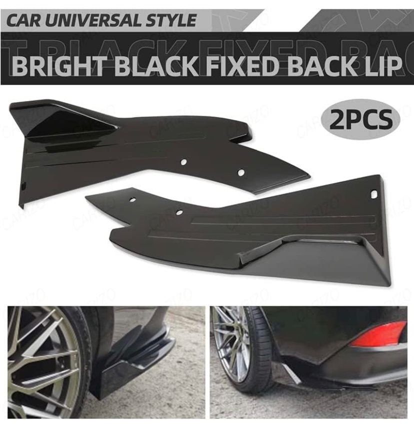2pc Universal Rear Bumper Diffuser Splitter Canard Protector Spoiler Fin Lip Front Bumper Body Kit