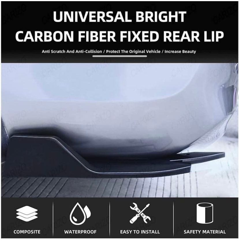 2pc Universal Rear Bumper Diffuser Splitter Canard Protector Spoiler Fin Lip Front Bumper Body Kit
