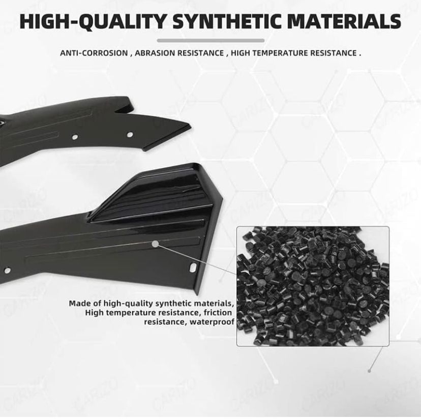 2pc Universal Rear Bumper Diffuser Splitter Canard Protector Spoiler Fin Lip Front Bumper Body Kit
