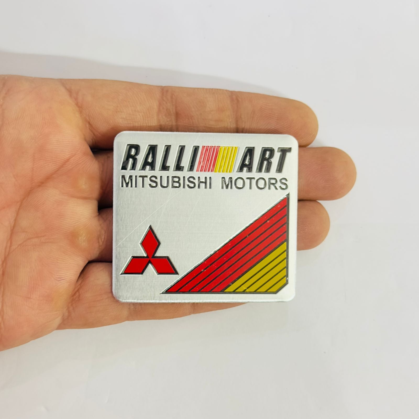 Car Bike Laptop Metal Logo Car Emblem & Grill Met.al Lo.go for Carr 3D Badge Auto Racing Universal Sport Sticker Grand Tourer Decal. (Square RALLIART Slim Sticker.)