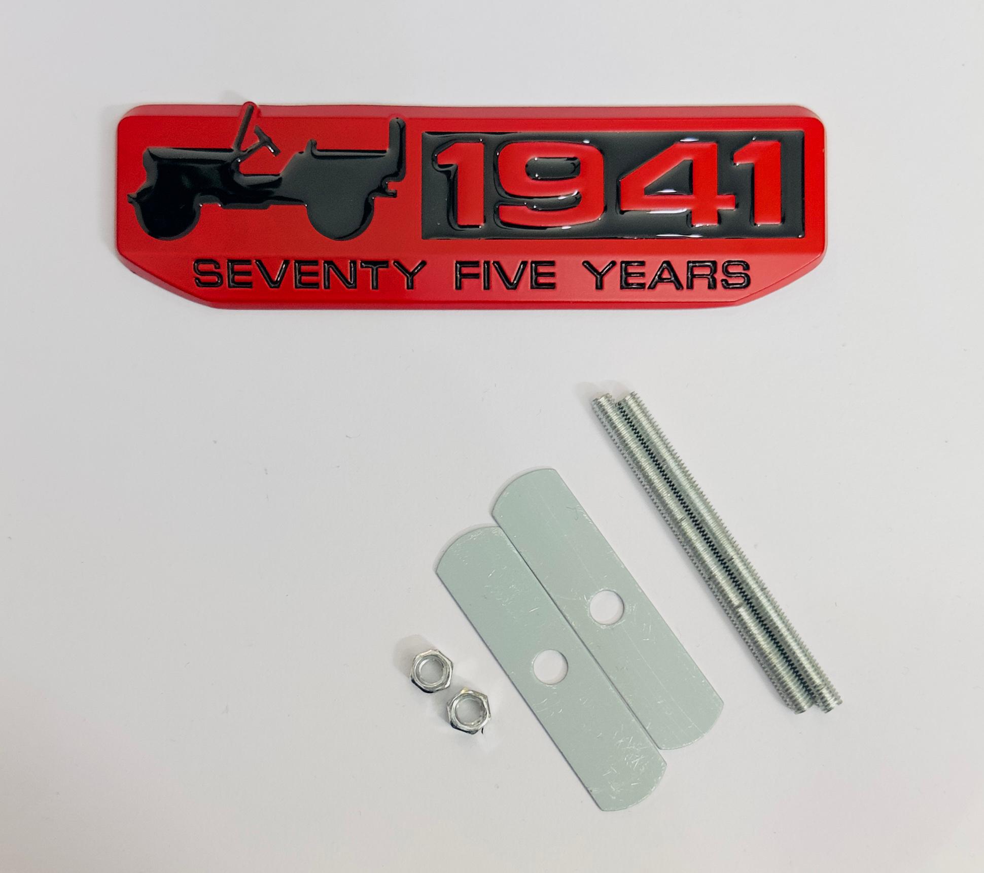 1941- Black Red Grill Sticker 4x4 Full TIME Metal Logo 15cmx2.5cm Car Metal Emblem 3D Badge Auto Racing Sport Sticker Grand Tourer Decal-1 PC