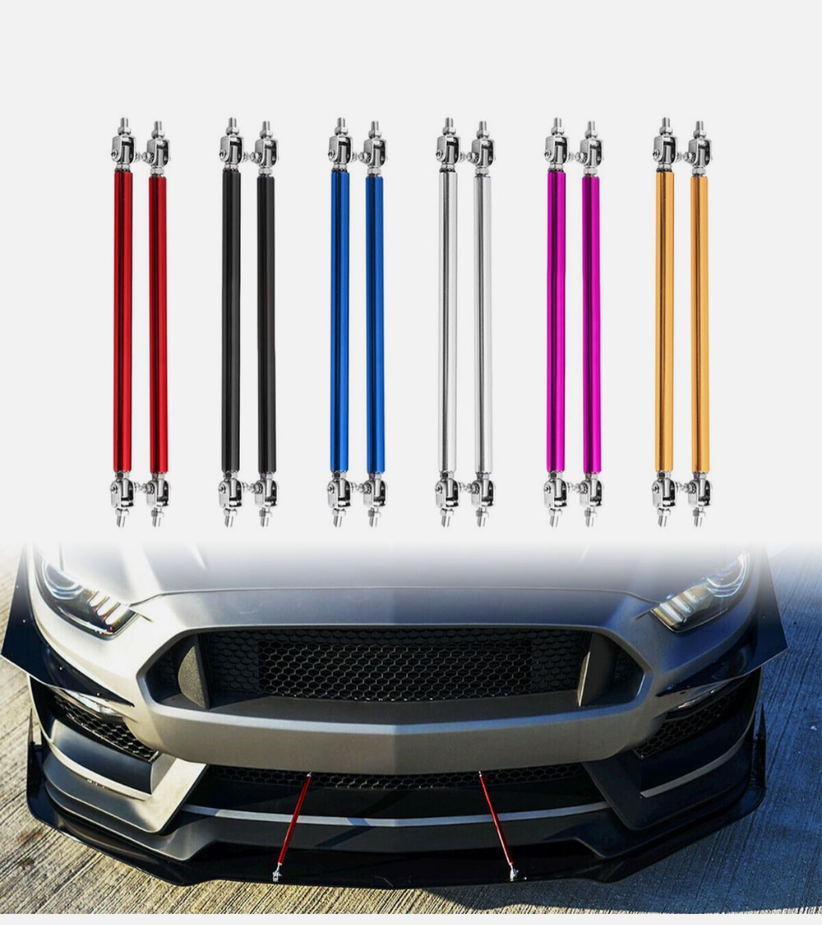 2pc Big Front Splitter Support Rods Adjustable Strut Rods for Cars Vehicles, 8''-11'' Automotive Replacement Bumper Lip Splitter Bars Universal Fit Car Accessories.