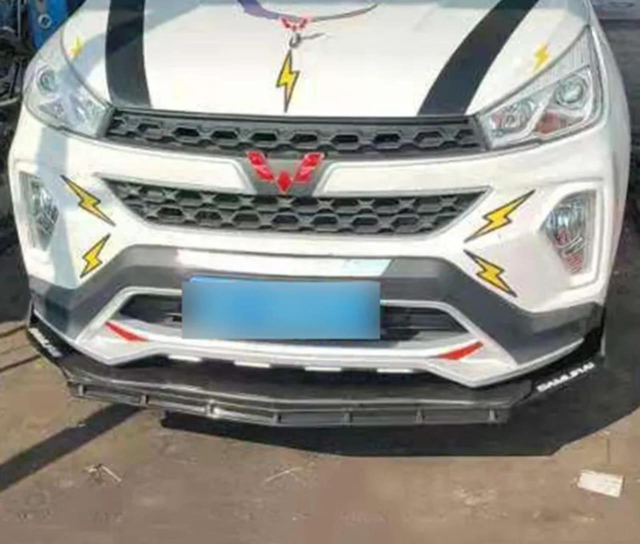 3PC Splitter 7 Dot Rocket ABS Car Front Bumper Splitter Diffuser Splitter Universal Durable Car Front Lip Chin Body Kit Bumper Lip Splitter 3Pieces Splitter