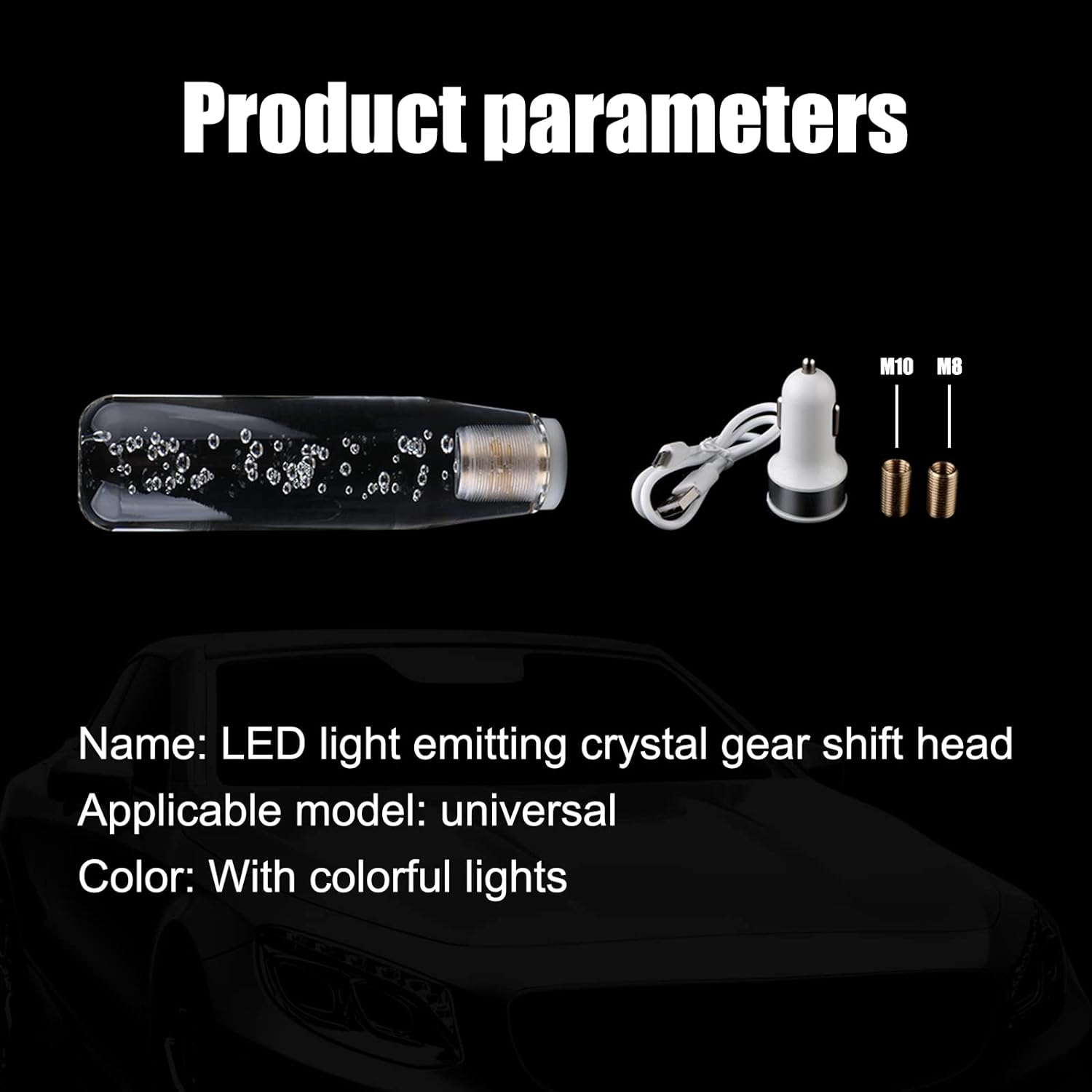15cm RGB LED Gear Knob Crystal Gear Shift Knob Transparent Bubble Gear Shifter Multicolor Gradient LED Shift Knob Car Interior Décor RGB Gear Knob.