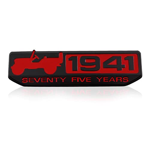 (1PC) 1941 Sign Logo-Black RED. Seventy Five Year (13 x 5cm) Car Metal 1941 Car Emblem Premium 3D Badge Auto Racing Sport Sticker 75th Anniversary Logo Grand Tourer Decal, 1941 75TH Anniversary