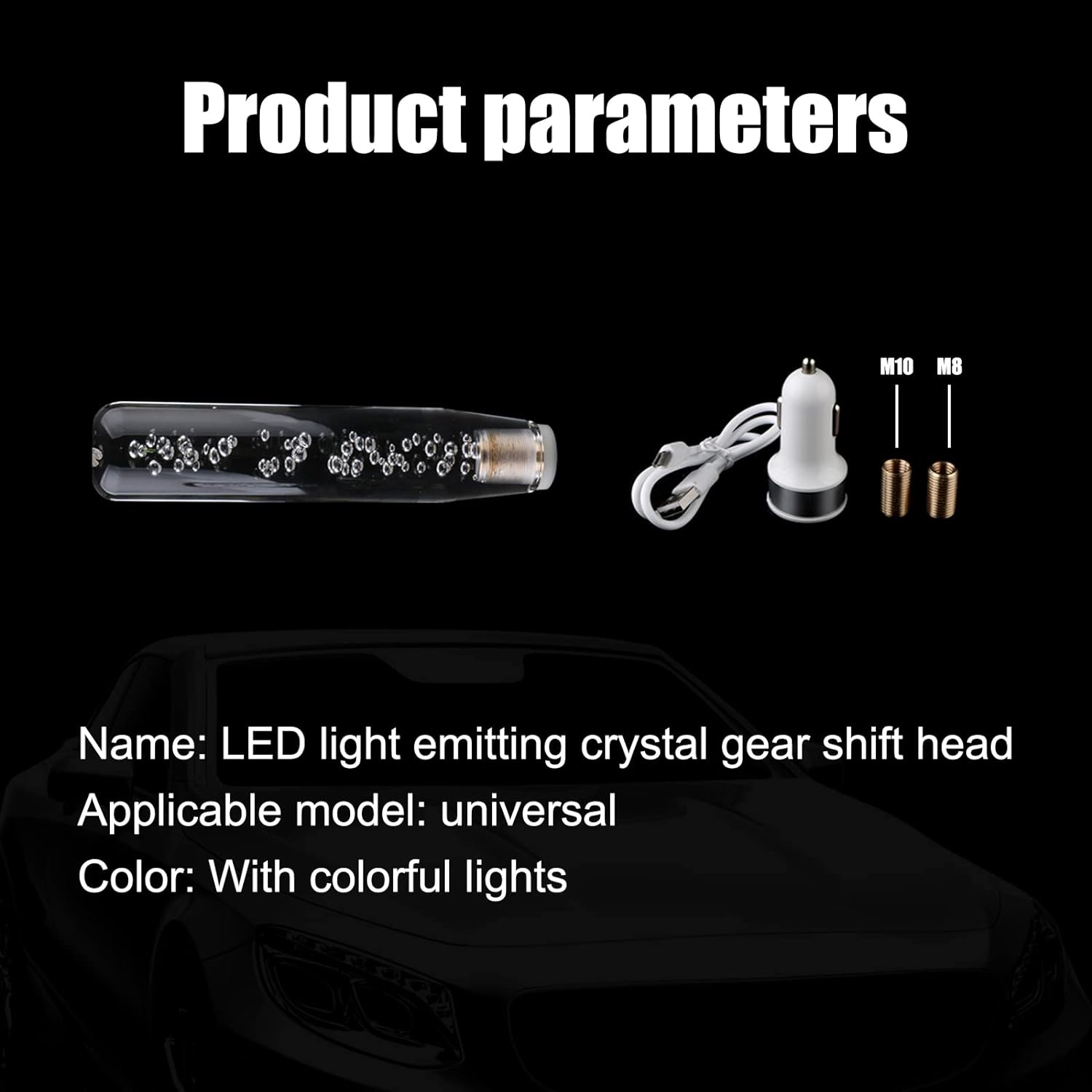 20cm RGB LED Gear Knob Crystal Gear Shift Knob Transparent Bubble Gear Shifter Multicolor Gradient LED Shift Knob Universal Car Interior RGB LED Gear Knob.
