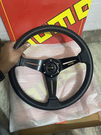 BLACK, 3R-STEERING MOMO STEERING 13INCH Wheel for Sports Car Look Rally Race Off Road with BOSS KIT HUB Free