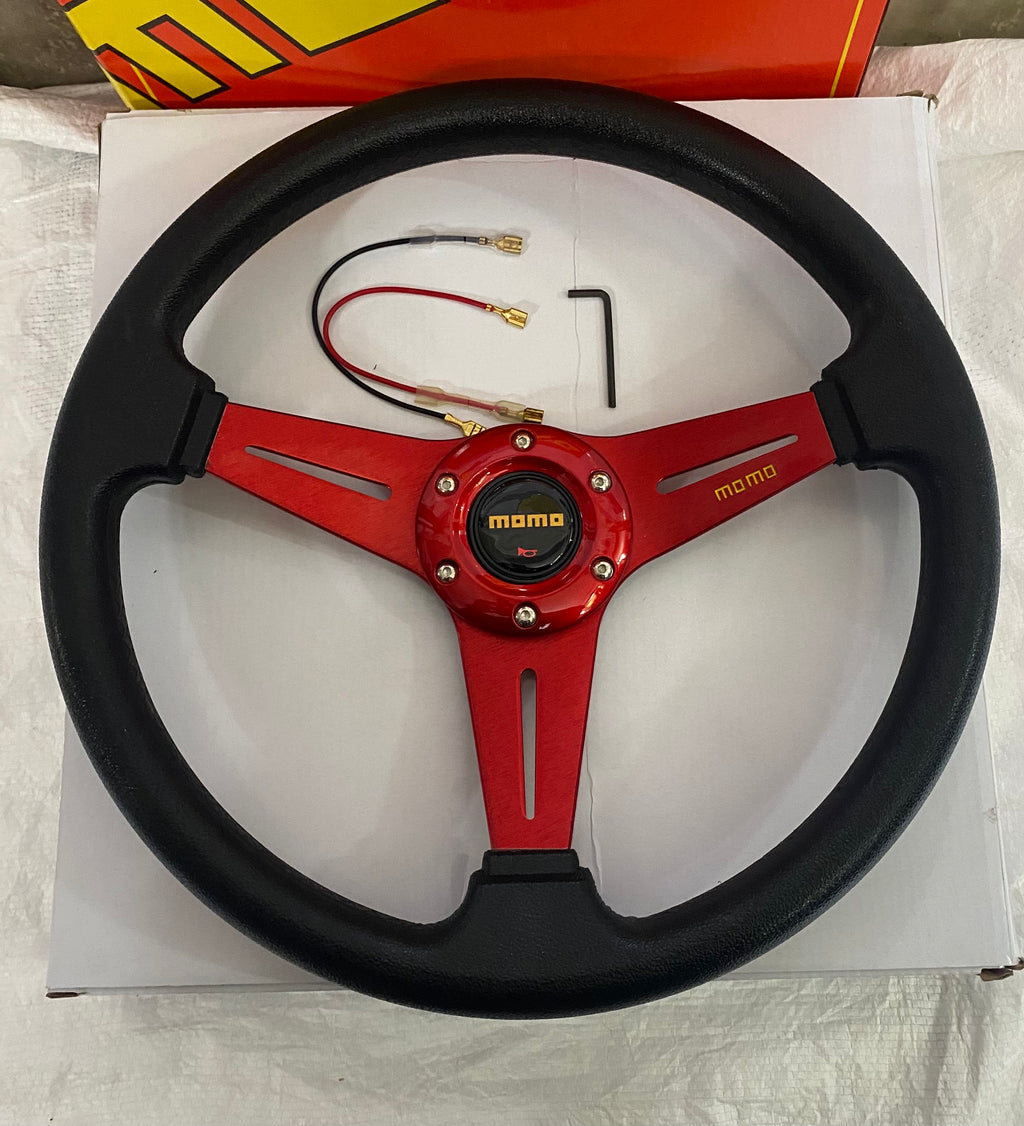 RED 3R-STEERING MOMO STEERING 13INCH Wheel for Sports Car Look Rally Race Off Road with BOSS KIT HUB Free