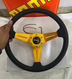 MOMO YELLOW 3R STEERING 12INCH 3R-Style Universal Steering Wheel for Sports Car Look Rally Race Off Road with BOSS KIT HUB Free