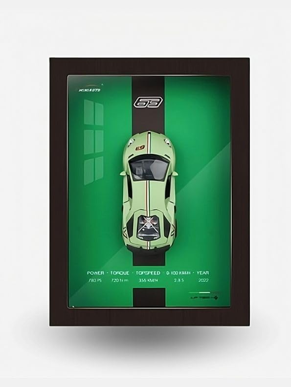 Green 3D Diecast Model Car Frame Diecast Metal Car Interactive Wall Decor with Openable Doors, Pull Back Display Car