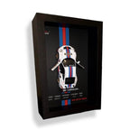 3D Diecast Model Car Frame Martini Porsche Diecast Metal Car Interactive Wall Decor with Openable Doors, Pull Back Display Car
