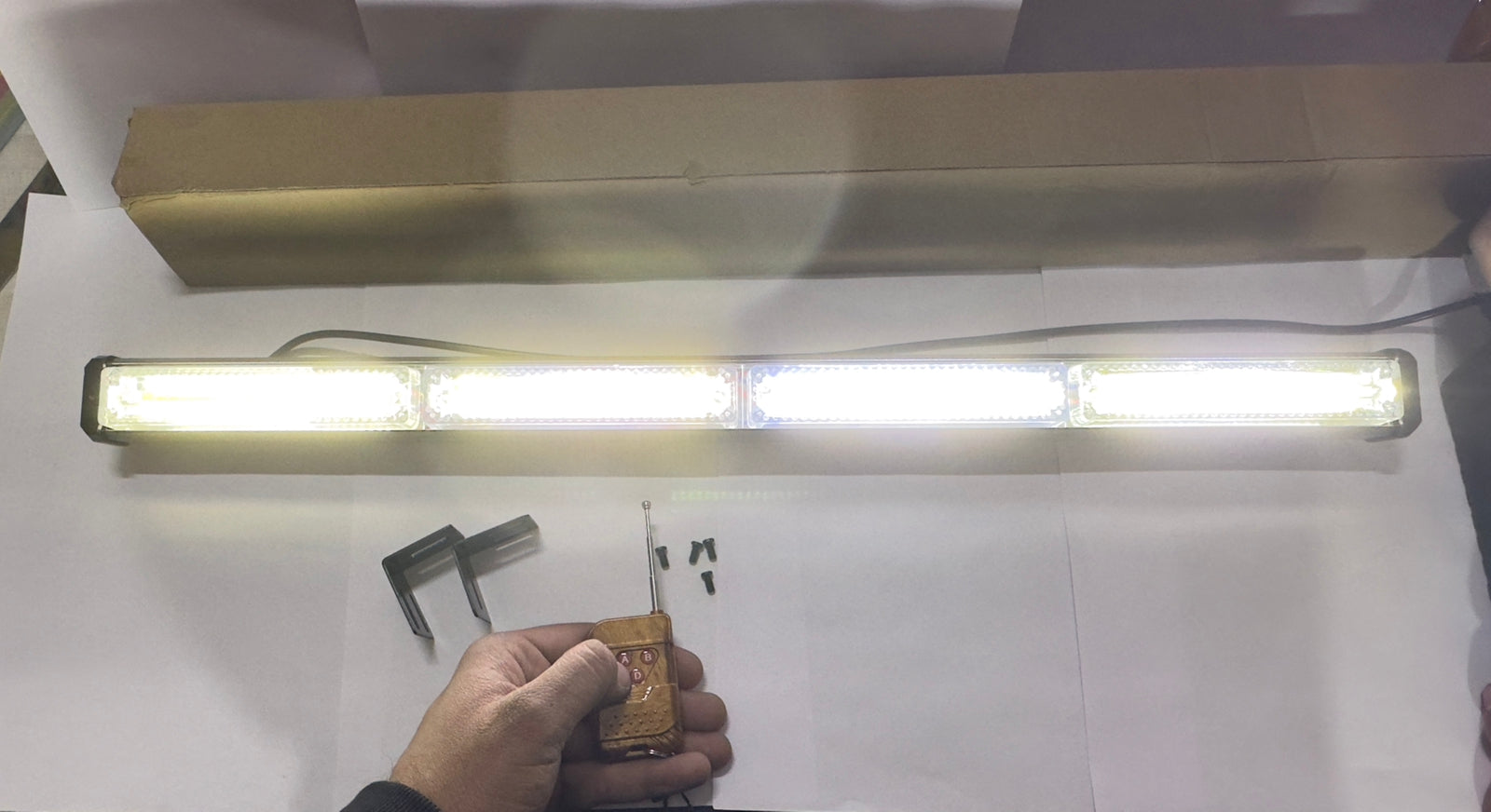 4COB Led Traffic Advisor Strobe Light Bar White White Light 24" 12V 40w LED Flasher, Mini Light Bar for SUVs 4x4 Trucks
