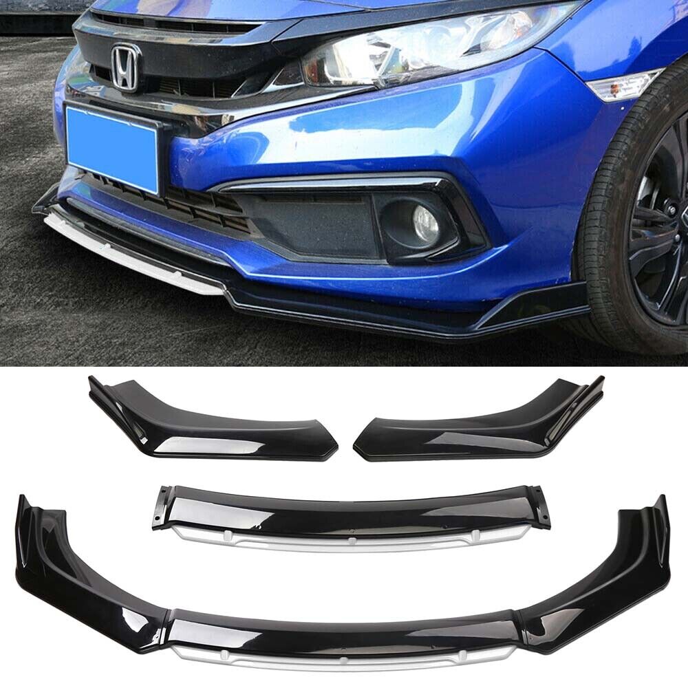 4pcs Car Front Bumper Splitter Universal Durable Car Front Lip Chin Bumper Body Kit, Universal Front Bumper Lip Splitter Protection Splitter Spoiler