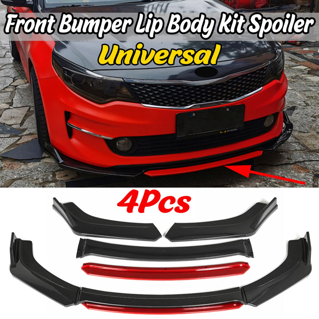 4pcs Car Front Bumper Splitter Universal Durable Car Front Lip Chin Bumper Body Kit, Universal Front Bumper Lip Splitter Protection Splitter Spoiler
