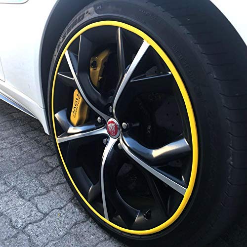 (YELLOW TYRE Guard) Car Tyre Guard Edge Protector Universal Beading Alloy Wheel Edge Ring Rim Protectors Tyres Tire Guard Rubber Moulding Sticker Attractive Strip