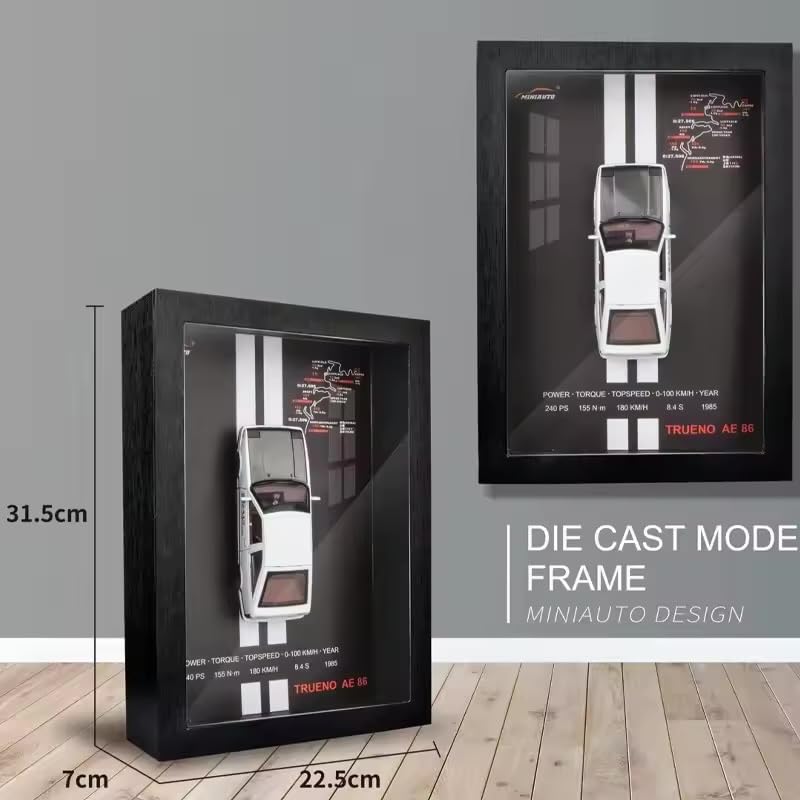 White 3D Diecast Model Car Frame Diecast Metal Car Interactive Wall Decor with Openable Doors, Pull Back Display Car