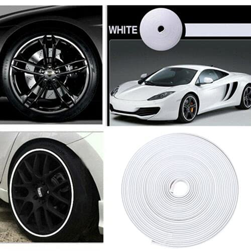 (WHITE TYRE Guard) Car Tyre Guard Edge Protector Universal Beading Alloy Wheel Edge Ring Rim Protectors Tyres Tire Guard Rubber Moulding Sticker Attractive Strip