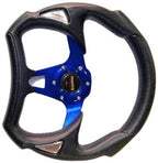 1PC, MOMO FULL D SHAPE STEERING-BLUE Look Rally Race Off Road with HUB Free 12INCH Universal Steering Wheel for Sports Car