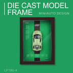 Green 3D Diecast Model Car Frame Diecast Metal Car Interactive Wall Decor with Openable Doors, Pull Back Display Car