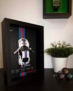 3D Diecast Model Car Frame Martini Porsche Diecast Metal Car Interactive Wall Decor with Openable Doors, Pull Back Display Car