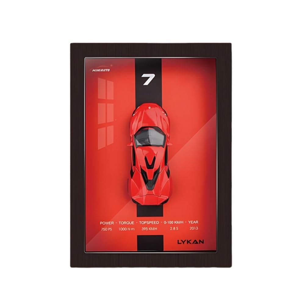 Red 3D Diecast Model Car Frame Diecast Metal Car Interactive Wall Decor with Openable Doors, Pull Back Display Car
