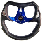 1PC, MOMO FULL D SHAPE STEERING-BLUE Look Rally Race Off Road with HUB Free 12INCH Universal Steering Wheel for Sports Car