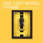 Yellow 3D Diecast Model Car Frame Diecast Metal Car Interactive Wall Decor with Openable Doors, Pull Back Display Car