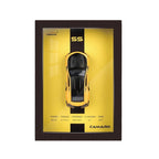 Yellow 3D Diecast Model Car Frame Diecast Metal Car Interactive Wall Decor with Openable Doors, Pull Back Display Car