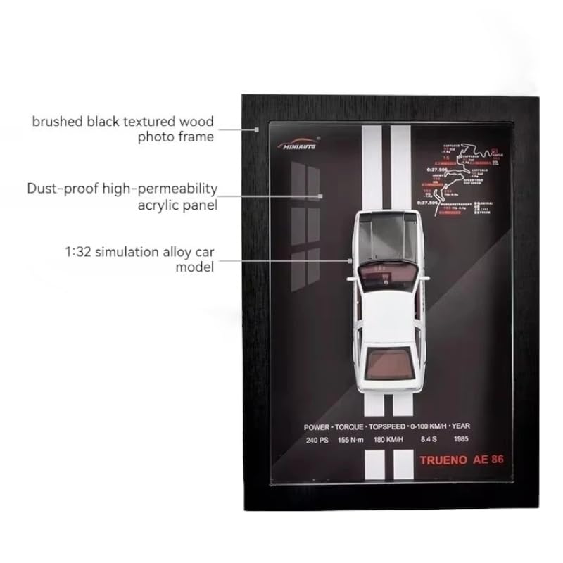 White 3D Diecast Model Car Frame Diecast Metal Car Interactive Wall Decor with Openable Doors, Pull Back Display Car