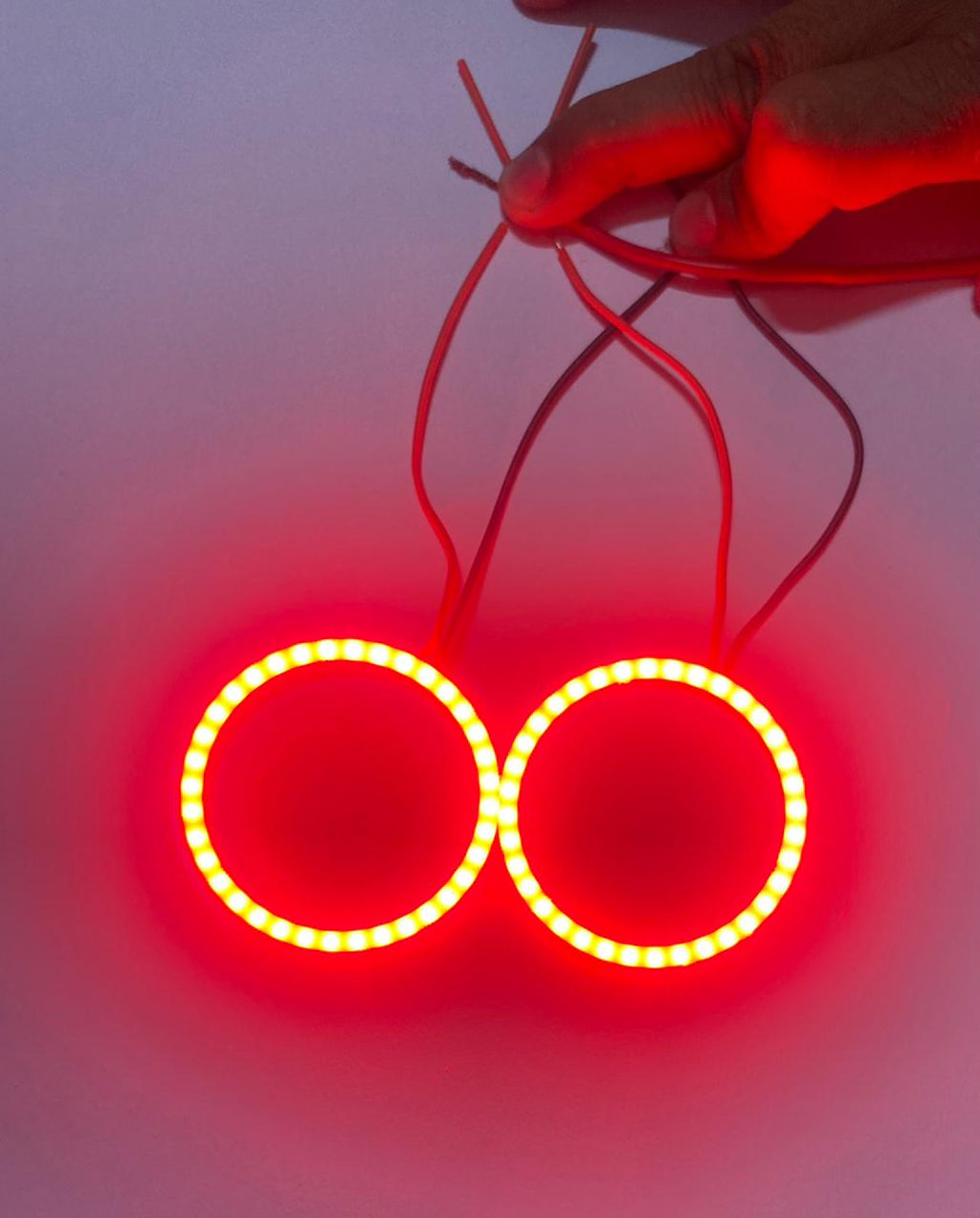 60MM 1PC Red & 1PC Blue Cotton COB Ring CAR Bike 60MM DRL Daytime Running Light Attractive Led Ring Bike COB LED Angel Eyes Universal for Cars & Bikes Halo Ring DRL Halo Ring