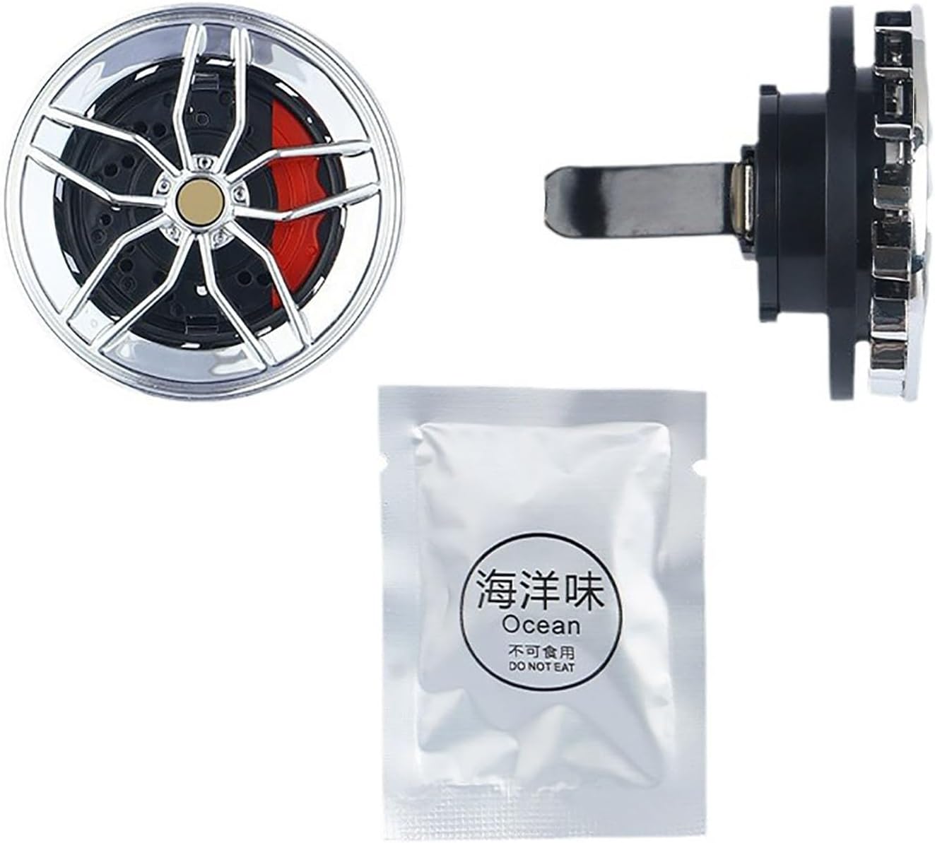 SILVER Alloy Wheel AC Vent Clips Freshener hub Air Outlet Car Diffuser Vent Clip Car Interior Decor Freshener With Organic Fragrance-1PC