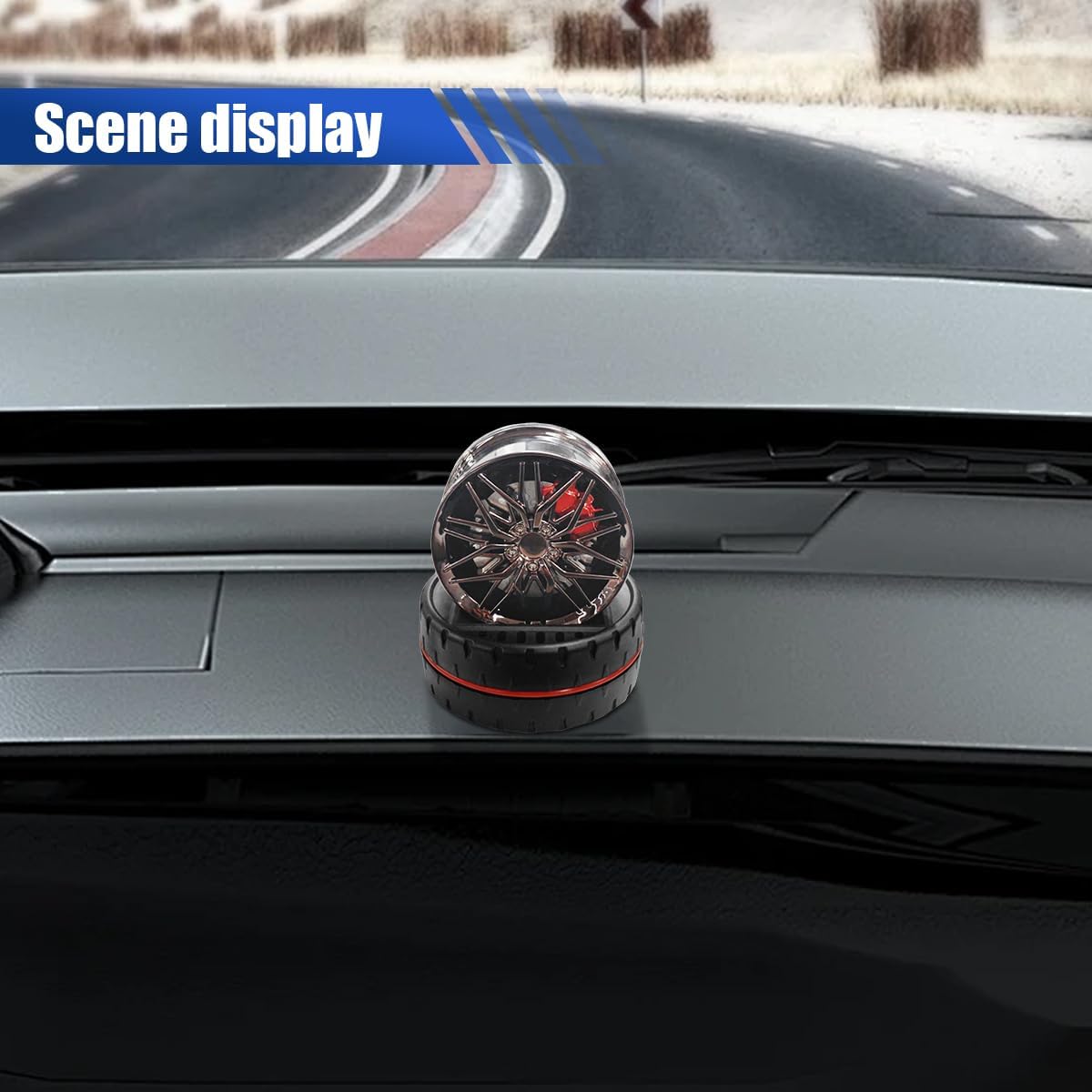 RED Alloy Solar Automatic Revolving Wheel AC Vent Perfume Car Air Freshener Perfume With Organic Fragrance Environment Friendly