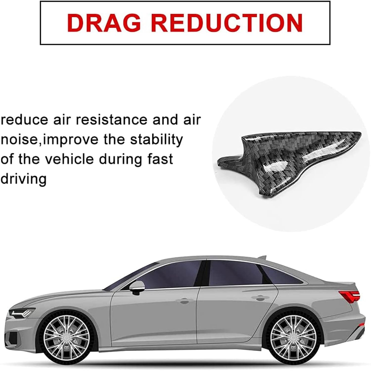 10Pcs Carbon Style 2 Fin Air Vortex Generator Diffuser Shark Fin Set Kit Compatible with Spoiler Roof Wing Pointed-1 Set