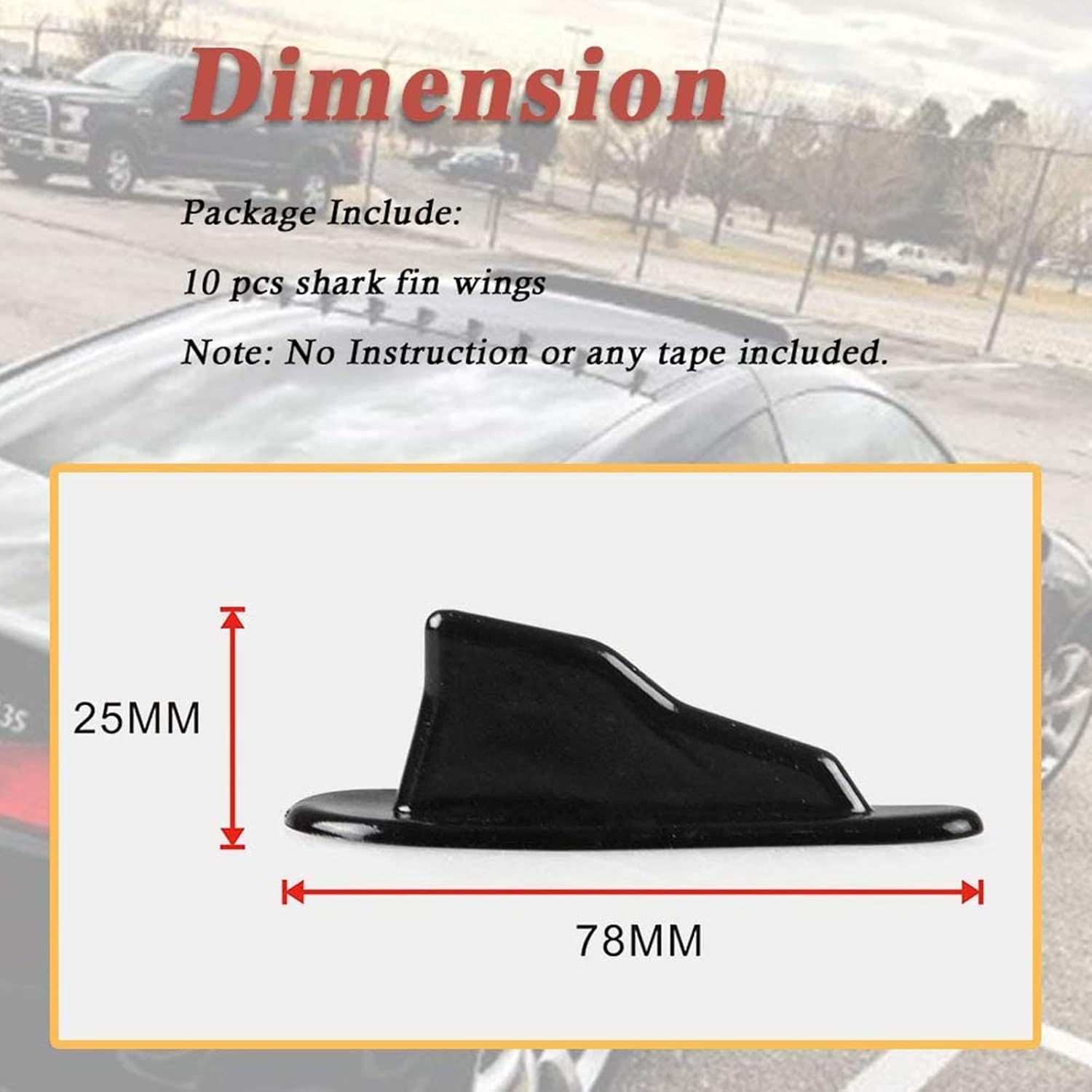 10Pcs Black Fin Air Vortex Generator Diffuser Shark Fin Set Kit Compatible with Spoiler Roof Wing Pointed Universal Auto Accessories Attractive Fin Diffuser