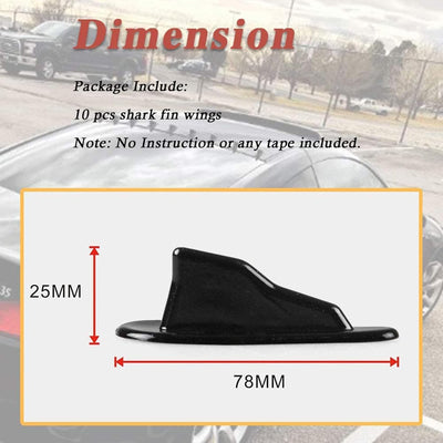 10Pcs Black Fin Air Vortex Generator Diffuser Shark Fin Set Kit Compatible with Spoiler Roof Wing Pointed Universal