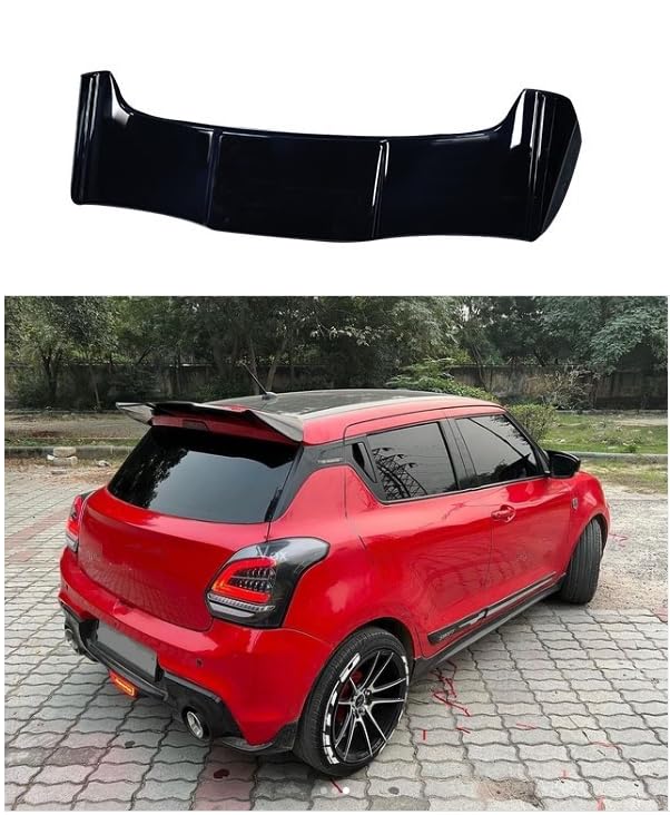 Glossy Black Batman Design Car Spoiler Rear Spoiler Hood for Maruti Suzuki Swift Compatible for Year 2018-2023 Models Racing Car Spoilers Rear Roof Exterior SUV Parts for Car Decoration