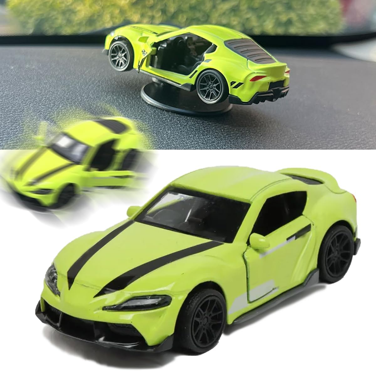 GREEN Mini Car Model Drifting Car with Self Adhesive Base Alloy Initial Dashboard Decor Sporty Mini Car Model for Decoration