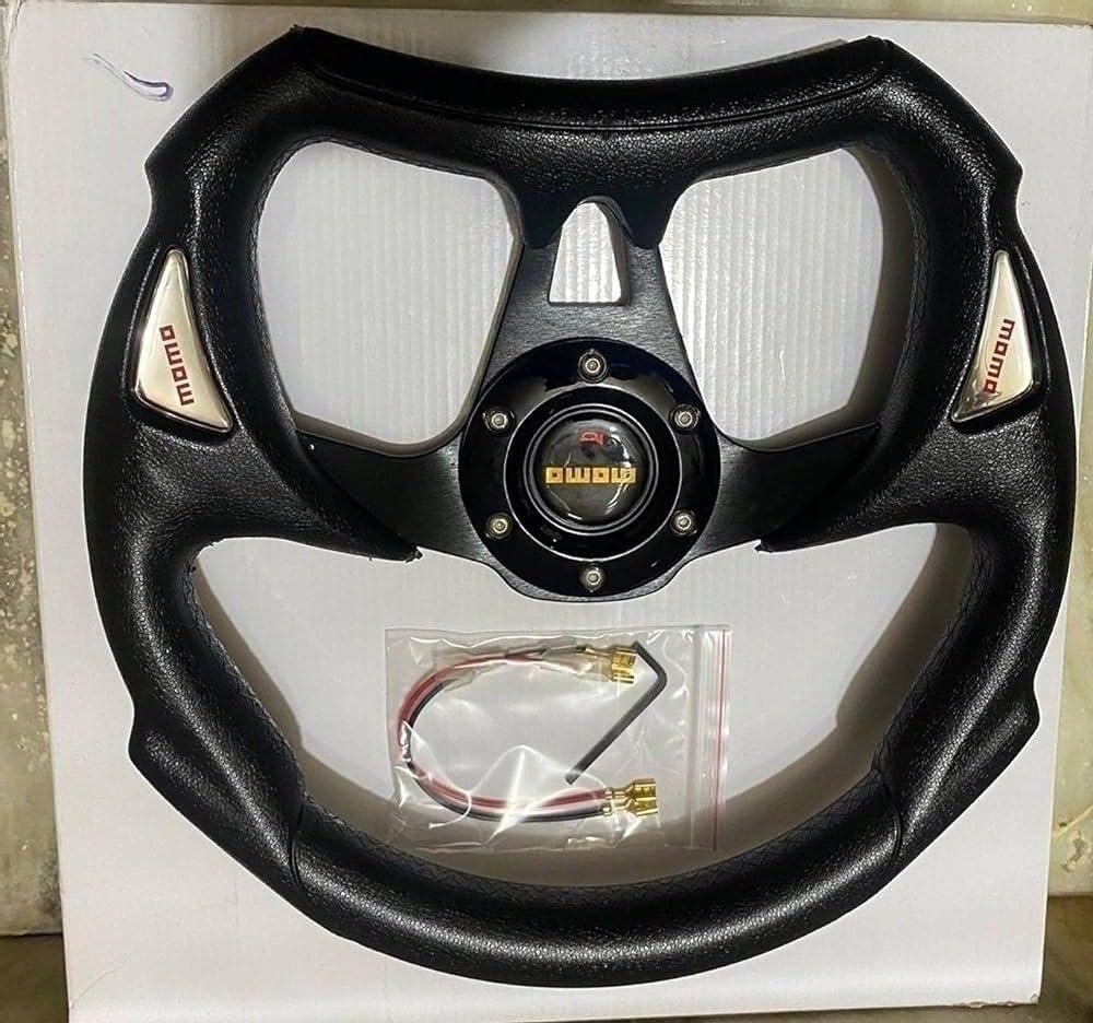 MOMO BLACK, (FULL D SHAPE STEERING) 1PC, 12INCH Look Rally Race Off Road with HUB Free Universal Steering Wheel for Sports Car