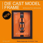 Orange 3D Diecast Model Car Frame Diecast Metal Car Interactive Wall Decor with Openable Doors, Pull Back Display Car
