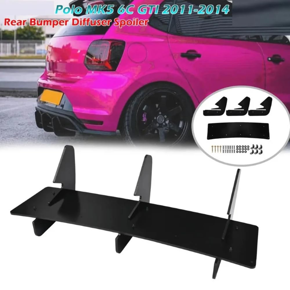 Acrylic Material GTI Rear After Lip 3FIN Diffuser Splitter Skirst Blinds Spoiler Diffuser Spoiler Compatible with Volkswagen Vw Polo Mk5 Acrylic Diffuserr for Car Auto Accessories