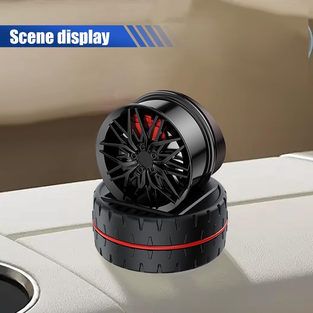 RED Alloy Solar Automatic Revolving Wheel AC Vent Perfume Car Air Freshener Perfume With Organic Fragrance Environment Friendly