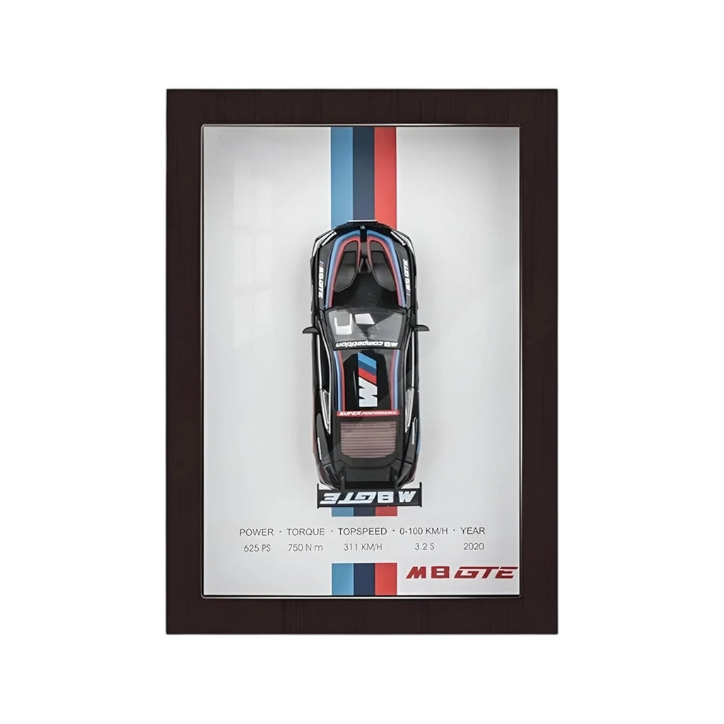 M-Power 3D Diecast Model Car Frame Diecast Metal Car Interactive Wall Decor with Openable Doors, Pull Back Display Car