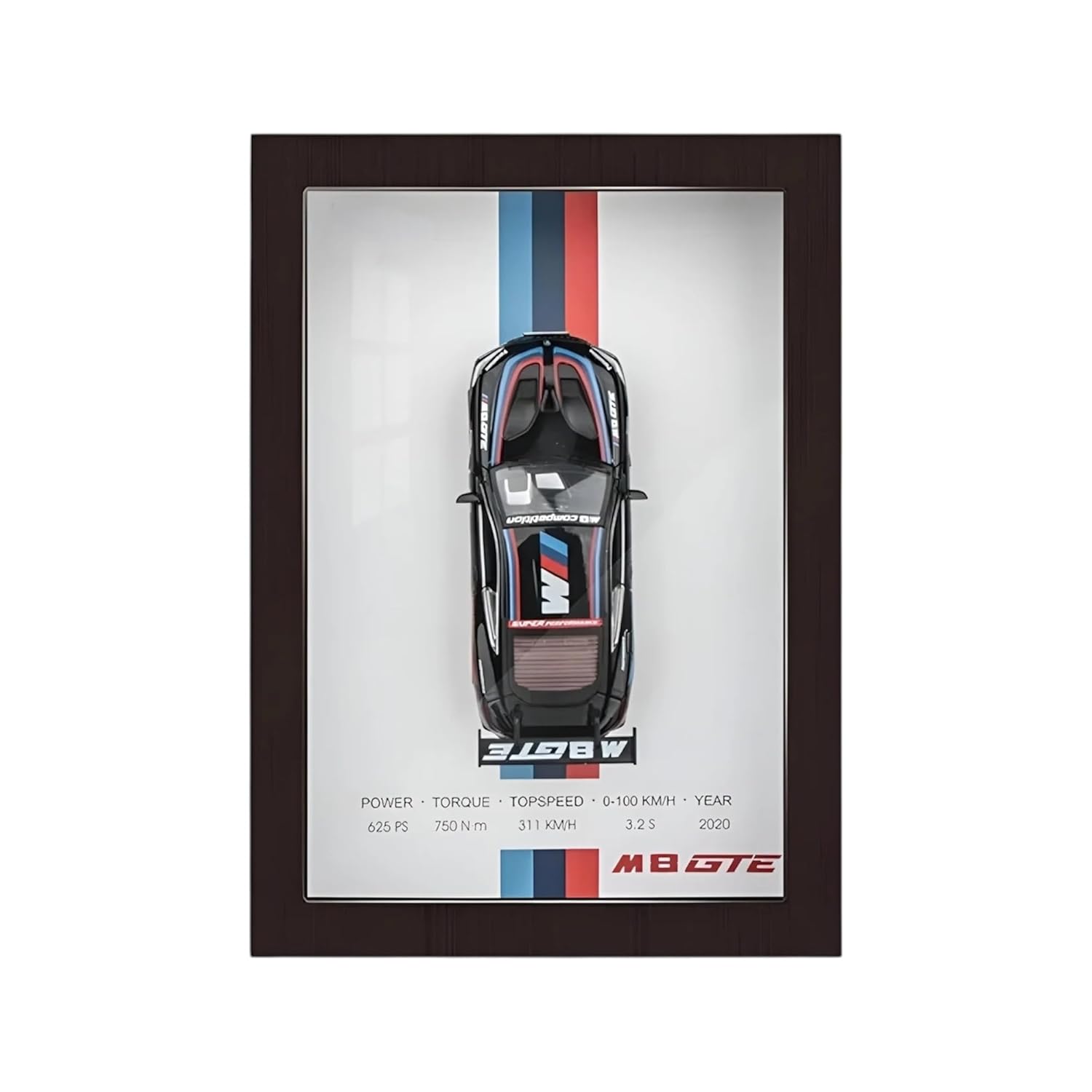 M-Power 3D Diecast Model Car Frame Diecast Metal Car Interactive Wall Decor with Openable Doors, Pull Back Display Car