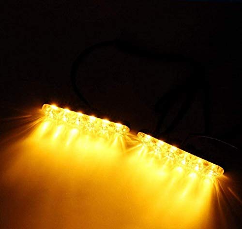2 in 1 Car DRL 6 LED MATRIX WITH Turn Indicator Function Daytime Running Lights (2pc, 12V DC)