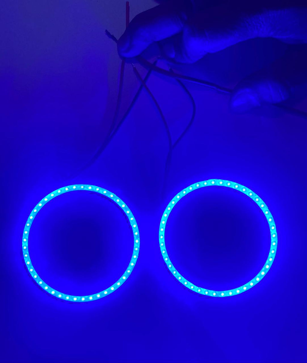 70MM COTTON 2PC RED&BLUE COB RING Halo Ring CAR BIKE 70MM DRL Daytime Running Light Bright Led Ring Bike COB LED Angel Eyes Universal For Cars & Bikes DRL Halo Ring