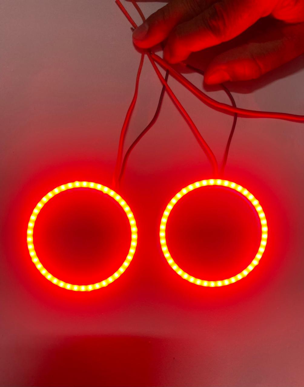 70MM COTTON 2PC RED&BLUE COB RING Halo Ring CAR BIKE 70MM DRL Daytime Running Light Bright Led Ring Bike COB LED Angel Eyes Universal For Cars & Bikes DRL Halo Ring