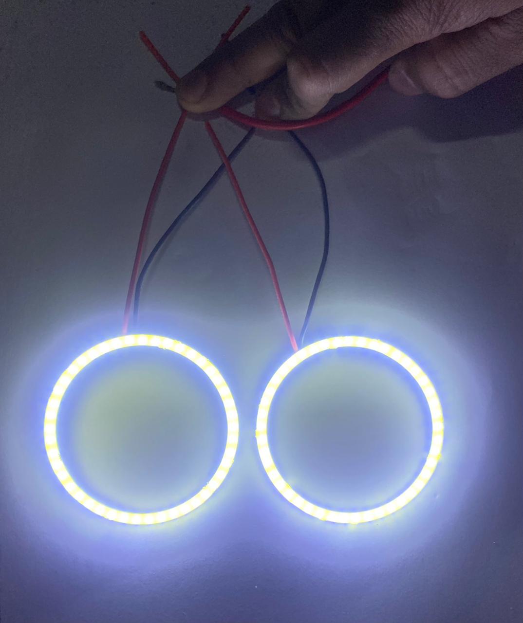 70MM COTTON 2PC RED&BLUE COB RING Halo Ring CAR BIKE 70MM DRL Daytime Running Light Bright Led Ring Bike COB LED Angel Eyes Universal For Cars & Bikes DRL Halo Ring